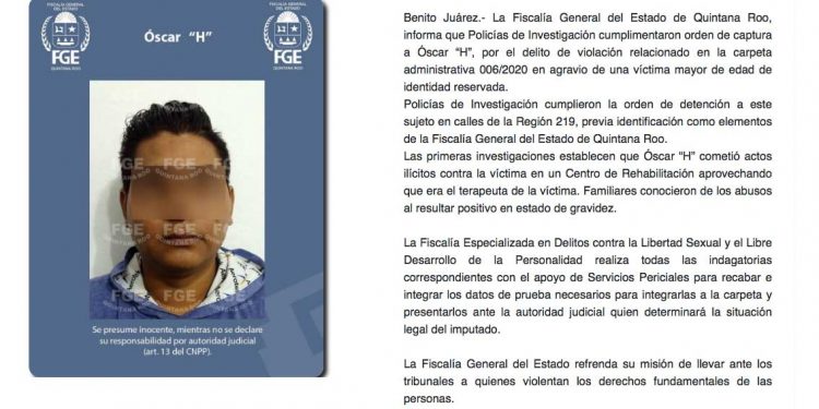 Detienen al Terapeuta que violó a una joven en Isla Mujeres