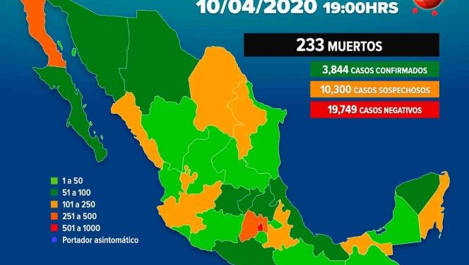 Asciende a 233 la cifra de muertos en México por Covid-19