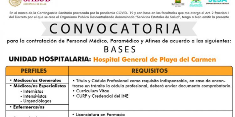 Emite SESA sexta convocatoria para personal médico