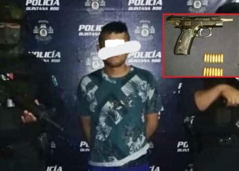 Sorprenden a joven con pistola abastecida con cartuchos útiles