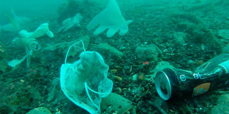 Cochinero’ de cubrebocas y guantes en aguas del Mediterráneo