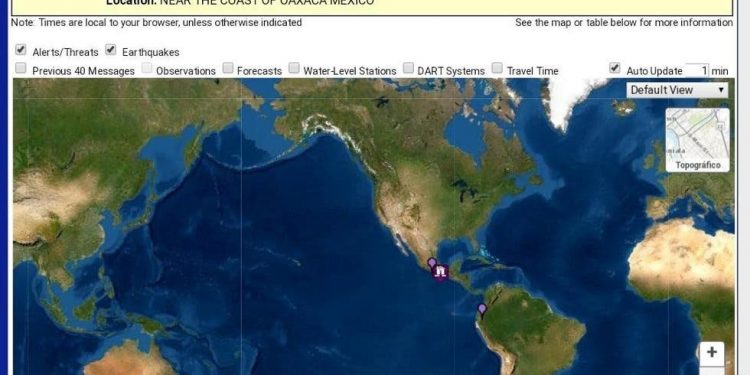 Alerta de tsunami para costas de México tras sismo de 7.5