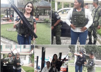 Funcionaria de Veracruz posa con armas y equipo táctico de la Guardia Nacional (foto)
