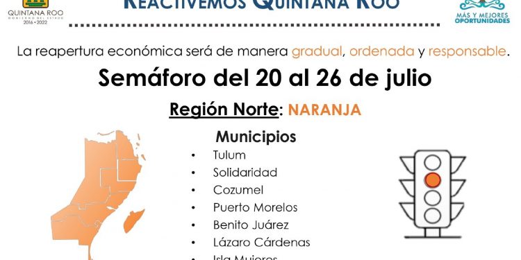 Del 20 al 26 de julio, la región sur se mantiene en rojo y la zona norte en naranja