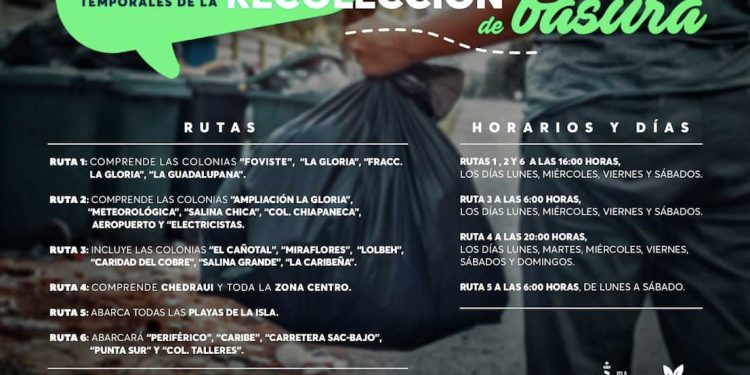 Habrá nuevo horario en la recoja de basura en Isla Mujeres