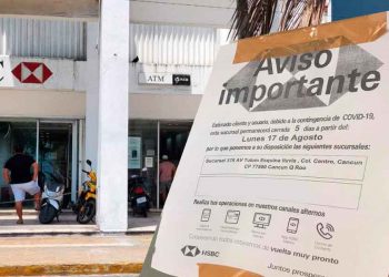 Sucursal HSBC de Isla Mujeres se mantendrá cerrada por pandemia