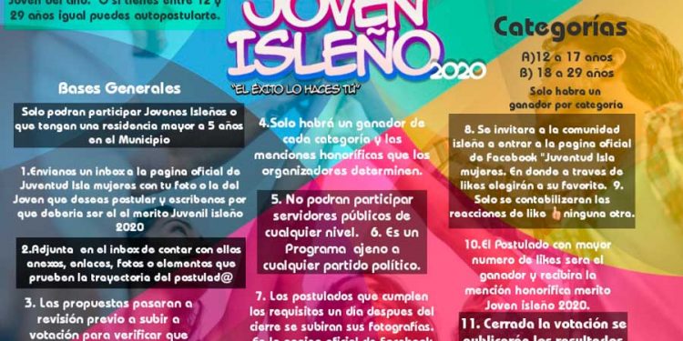 Abierta la convocatoria al mérito «Joven Isleño 2020»