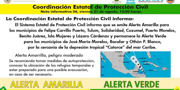 En alerta amarilla ocho municipios de Quintana Roo