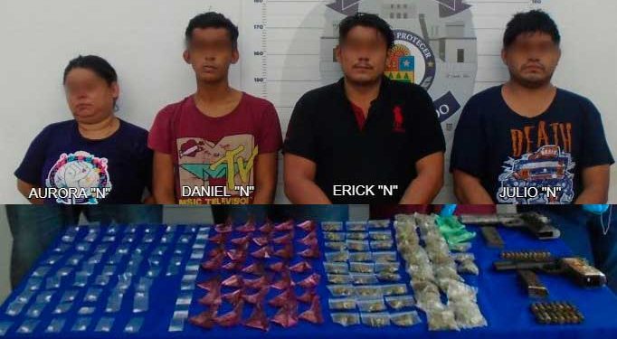 Detienen a cuatro narcomenudistas de Cancún bien surtidos y armados