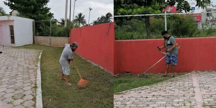Retoman trabajos de mantenimiento en espacios deportivos de Isla Mujeres