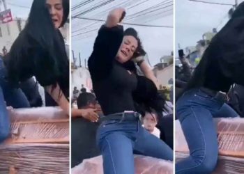 Mujer despide a su novio perreándo arriba de su ataúd (video)