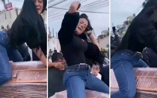 Mujer despide a su novio perreándo arriba de su ataúd (video)
