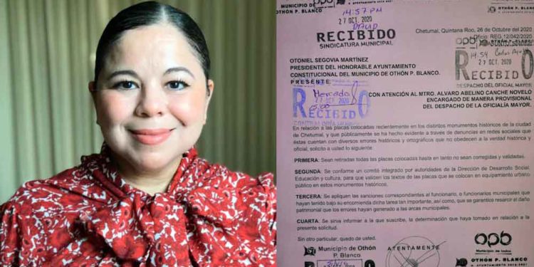 Regidora pide el retiro inmediato de las placas en monumentos históricos en Chetumal