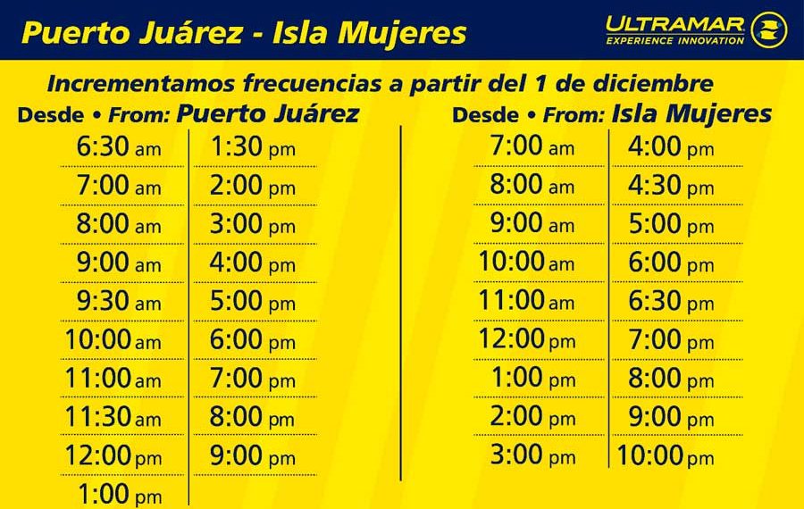 Así quedó el nuevo horario de Ultramar desde Isla Mujeres y Puerto Juárez –  TVQROO