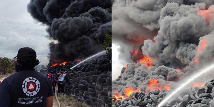 Fuera de control el incendio del antiguo basurero en Cancún