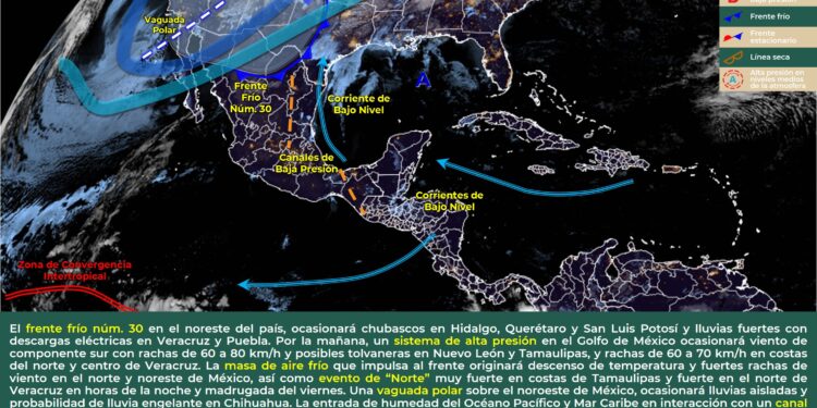 Jueves con cielo medio nublado y lluvias aisladas en la Península de Yucatán