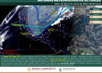 Frente frío número 35 traerá lluvias a la Península de Yucatán