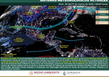 Jueves con lluvias aisladas en Quintana Roo y rachas de viento de hasta 60 kilómetros por hora