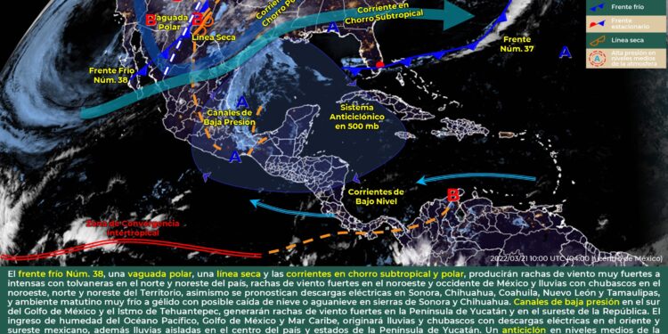 Este lunes se esperan chubascos en la Península de Yucatán