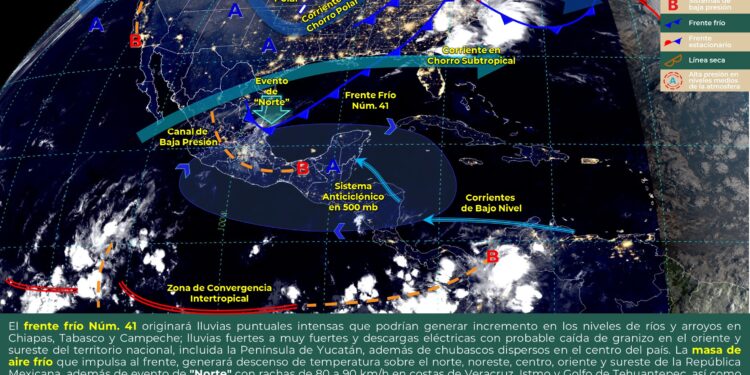 Esta noche llega el frente frío 41 a la Península de Yucatán