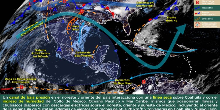 Este día se prevén chubascos en el oriente de la Península de Yucatán