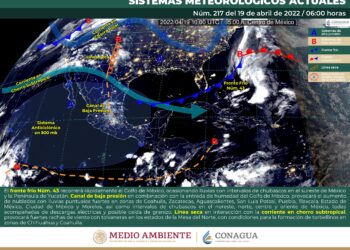 Llega el frente frío 43 con intervalos de chubascos a la Península de Yucatán