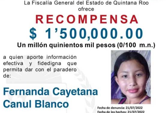 FGE aumenta la recompensa para dar con el paradero de Fernanda Cayetana