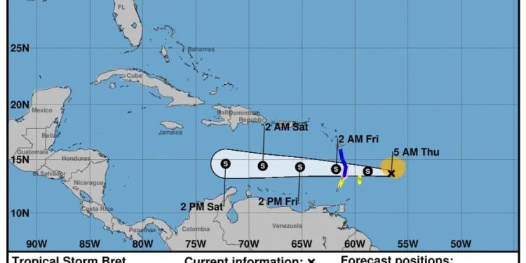 La tormenta tropical Bret sigue acercándose a las Antillas Menores