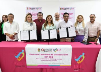 Firman convenio de colaboración DIF-SEQ para la operación del Programa de Alimentación escolar