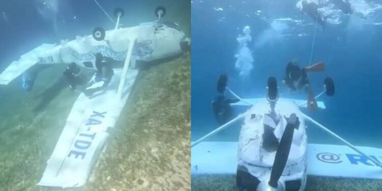 De milagro se salva piloto de avioneta al desplomarse frente a la isla de Cozumel