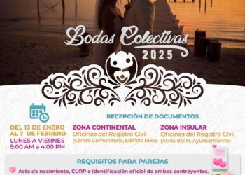 Gobierno de Isla Mujeres invita a las parejas a inscribirse en el programa de Bodas Colectivas