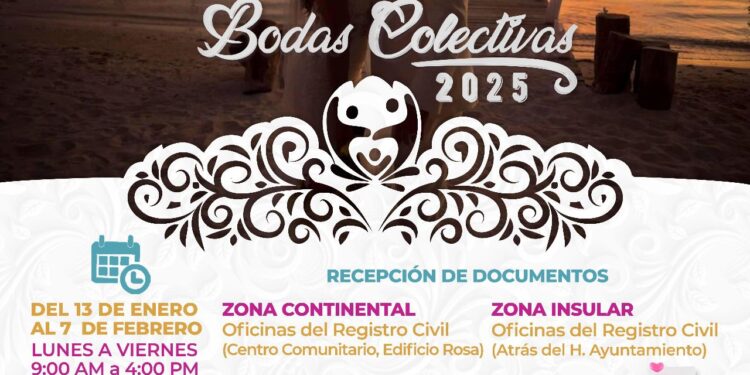 Gobierno de Isla Mujeres invita a las parejas a inscribirse en el programa de Bodas Colectivas