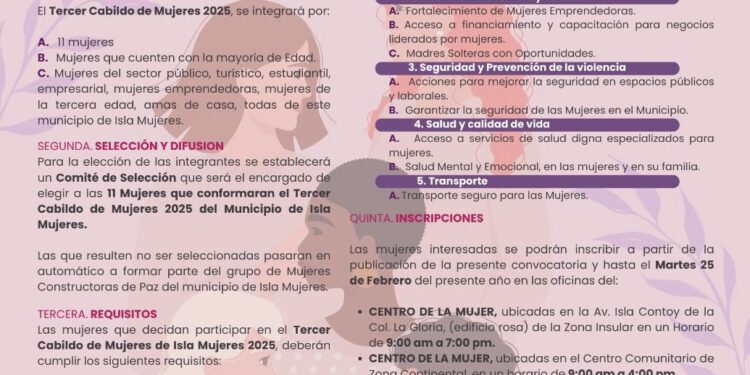 Gobierno de Isla Mujeres abre convocatoria para el Tercer Cabildo de Mujeres 2025