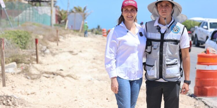Atenea Gómez Ricalde inicia nueva obra en la carretera perimetral del Mar Caribe en Isla Mujeres