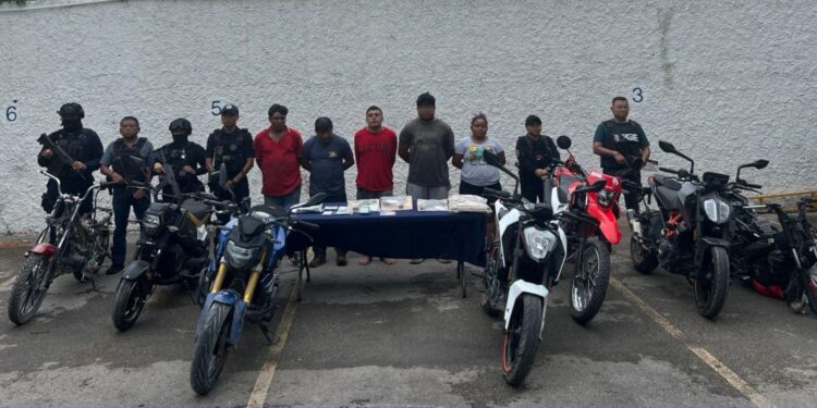 Capturan a cinco personas y recuperan varias motocicletas con reporte de robo en Benito Juárez